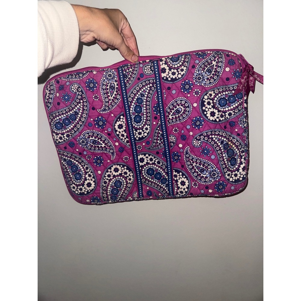Vera Bradley Quilted Laptop Sleeve Case Purple Blue Paisley Tech Bag 15 Inch